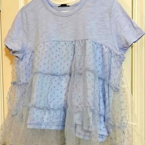 Periwinkle blue tee polka dot blouse